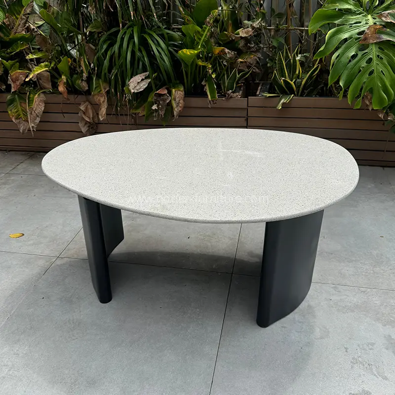 High Quality Aluminum Frame Brushed Wood Grain Outdoor Sofa